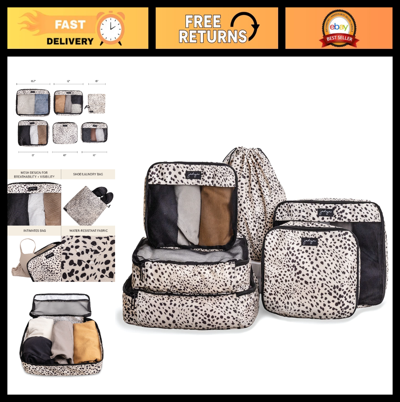 6-Piece Packing Cubes Set for Travel - Large Organizer for Suitcase & Luggage0