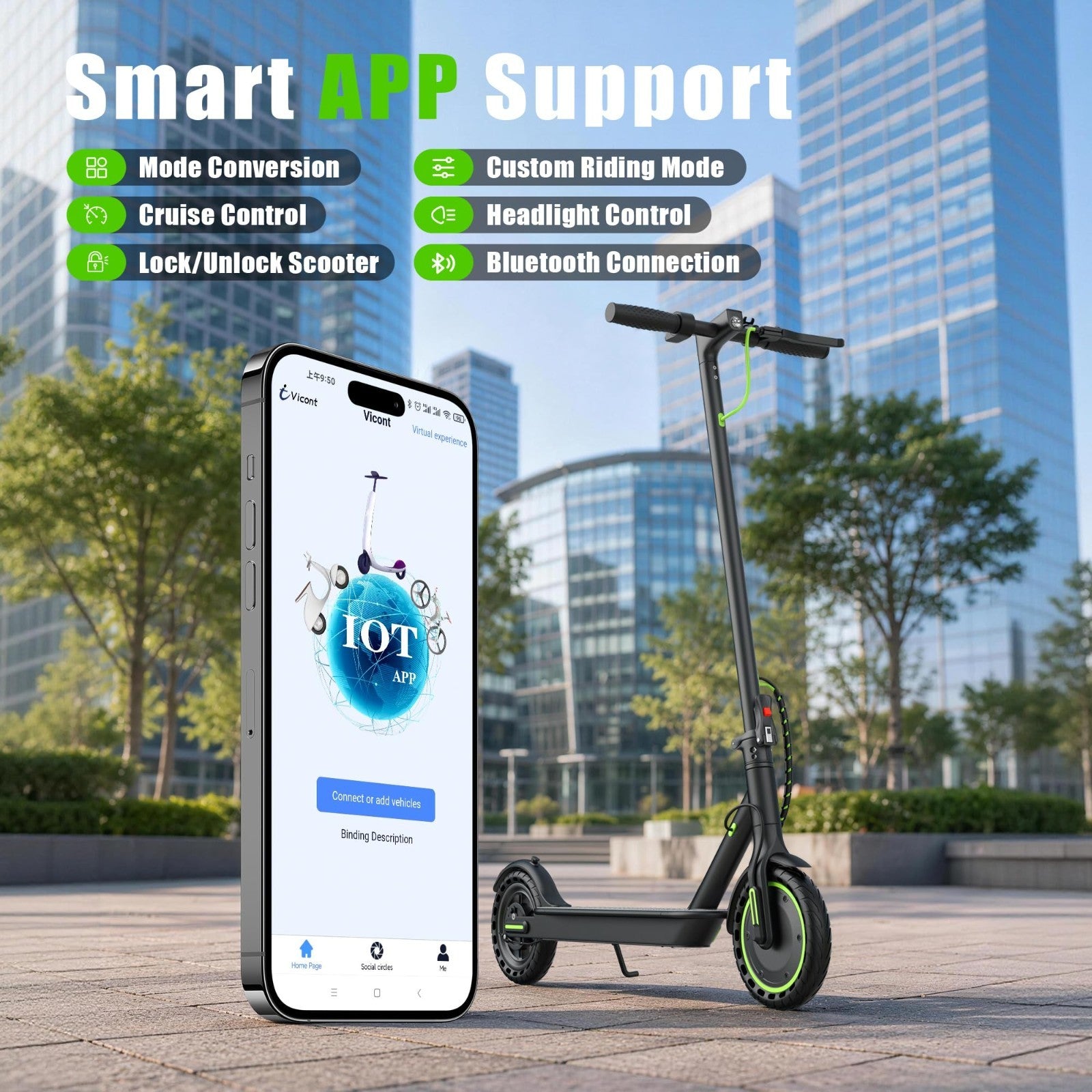 Powerful Electric Scooter 500W Motor, 19MPH Speed, 16-27 Miles Range, Folding E-3