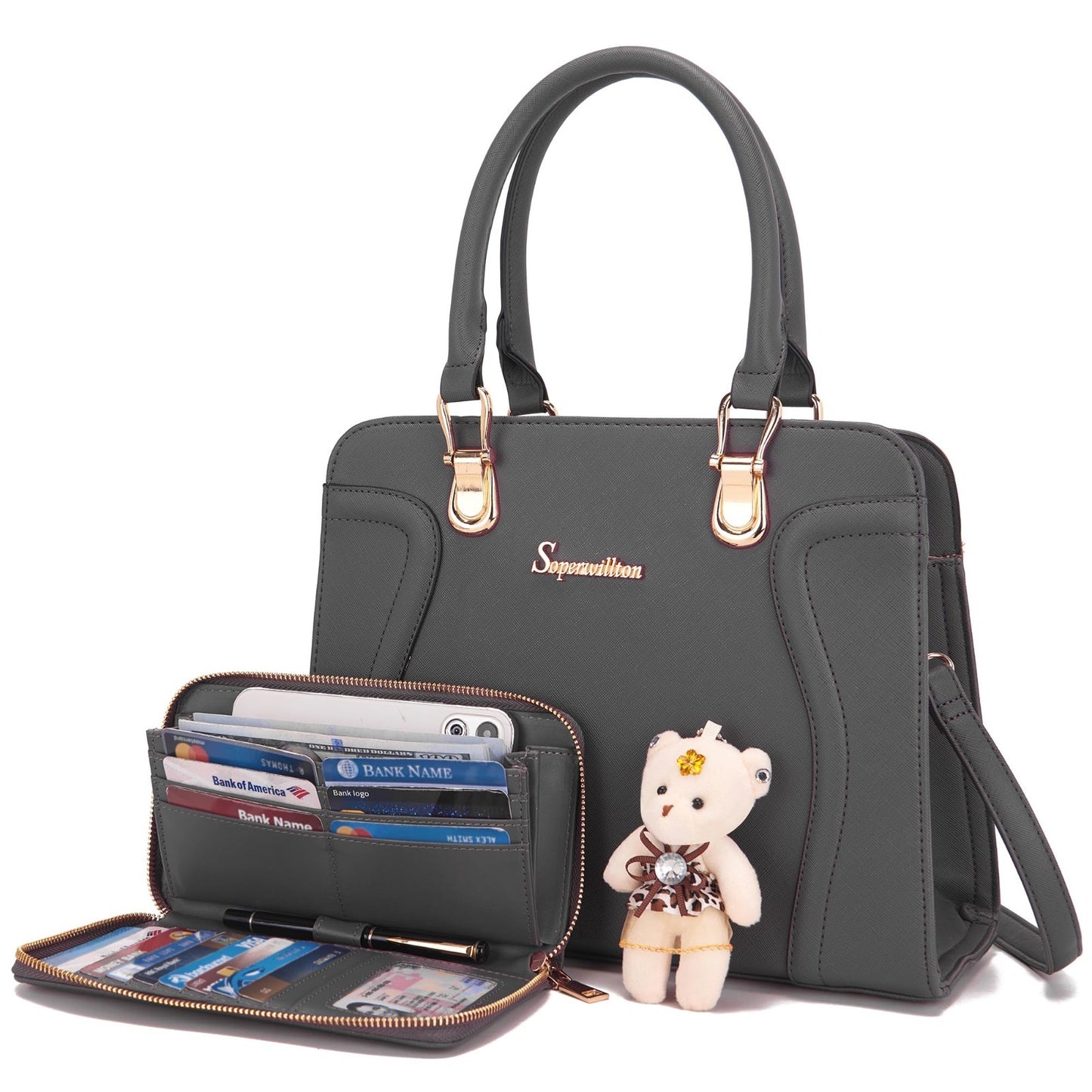 Stylish Women's 3-Piece Handbag Set - Shoulder Bag, Satchel & Wallet - Fashion P1