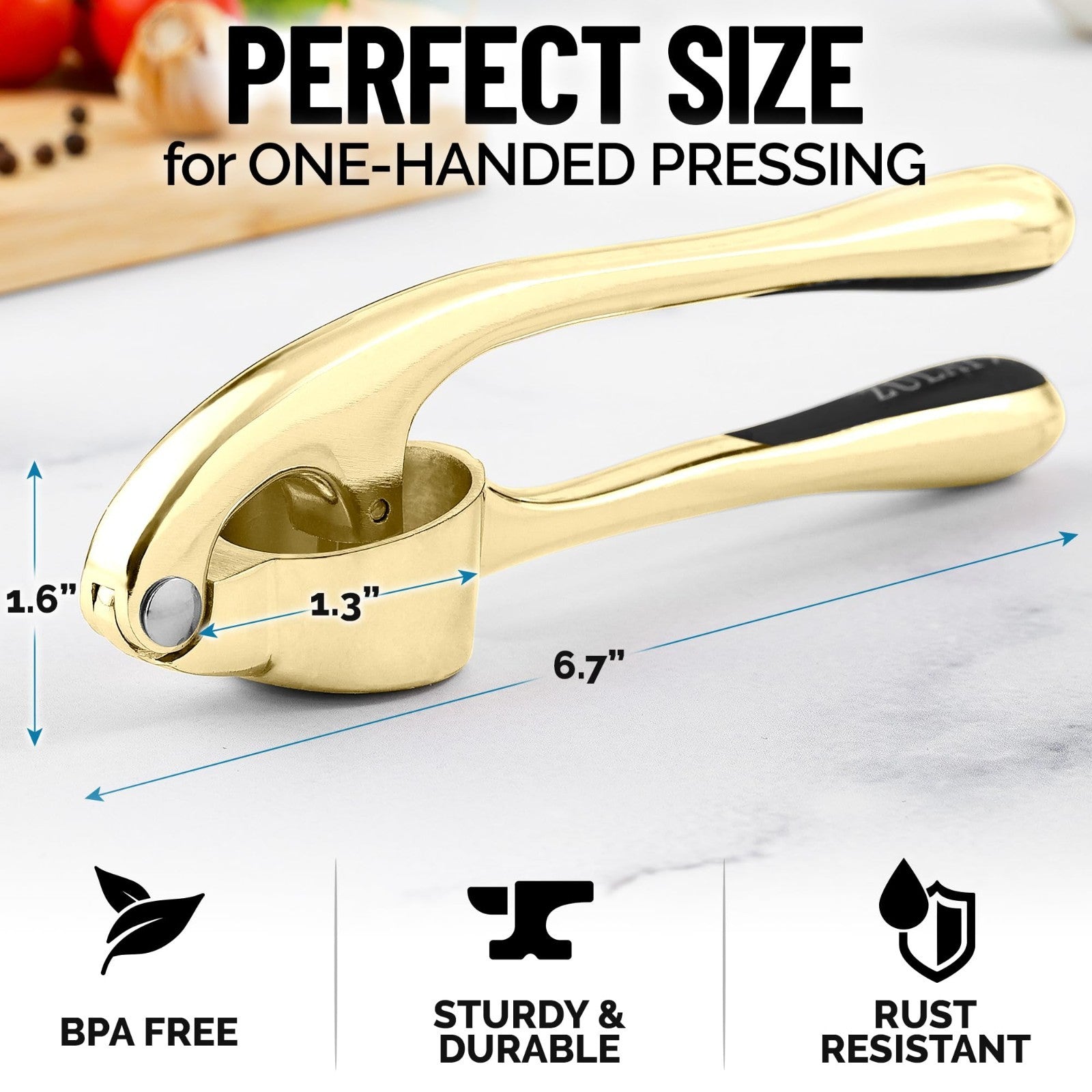 Premium Garlic Press with Soft Handle, Silicone Peeler & Cleaning Brush   3 Piec2
