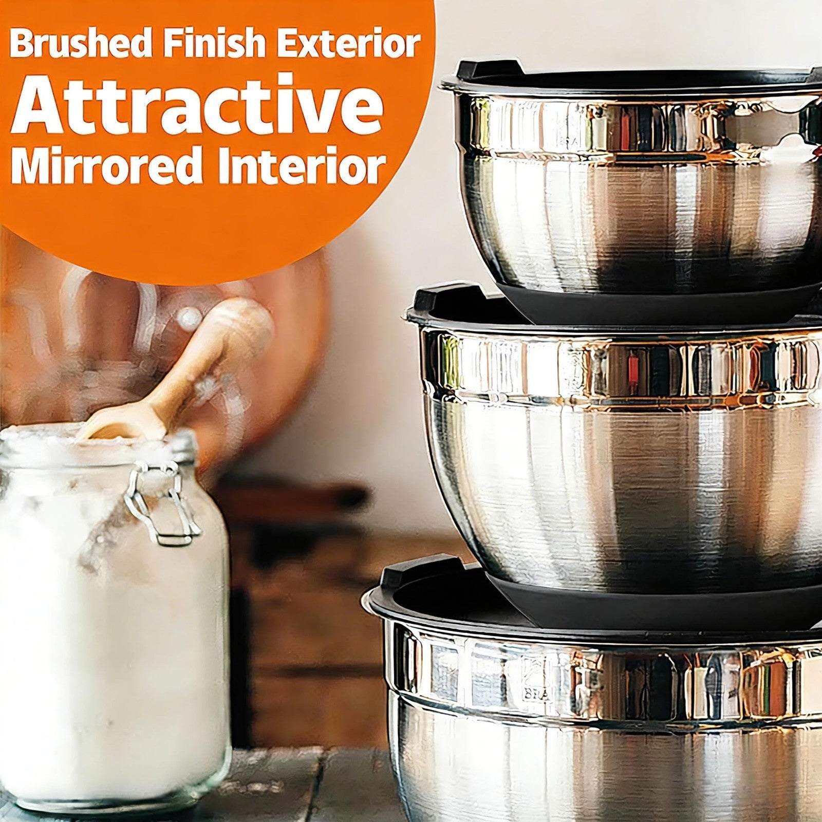 Heavy Duty 26pcs Stainless Steel Mixing Bowl Set with Lids & Grater, Non Slip, 74