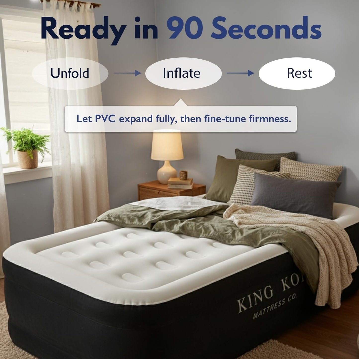 Twin Air Mattress with Built in Pump, Inflatable Bed, Waterproof Top, 300lb Capa4