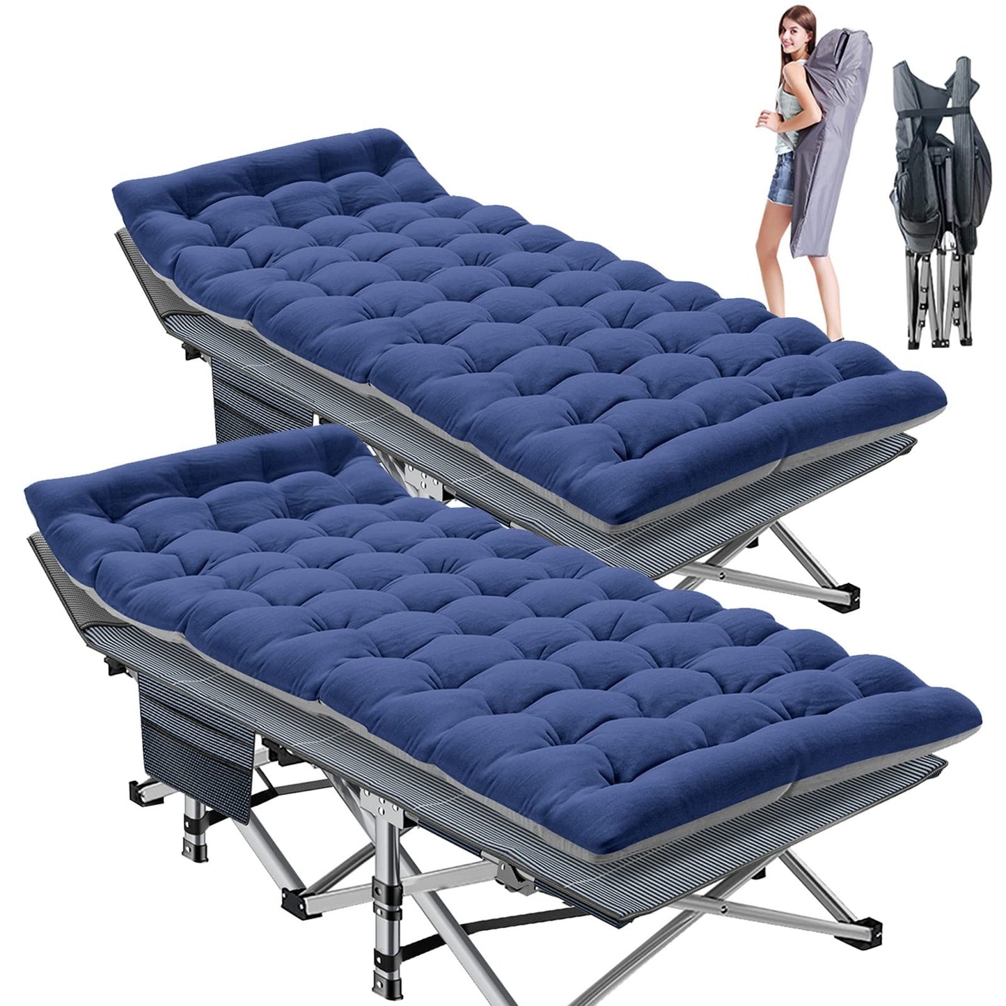 Folding Camping Cot for Adults   28" Wide Heavy Duty Bed, 800 lbs Capacity, 2 Pa0