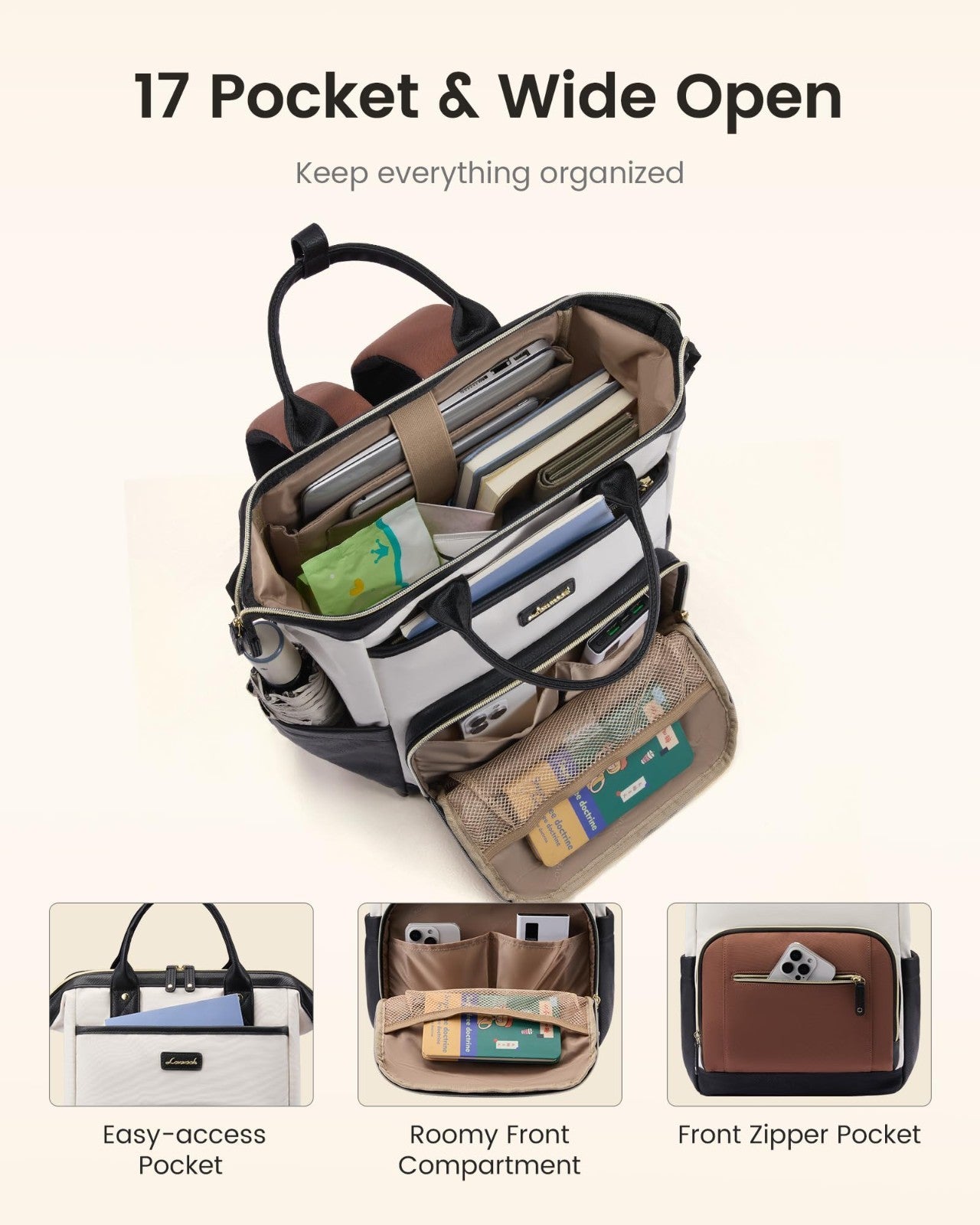 Stylish Laptop Backpack for Women   18" Waterproof Travel Bag with Tumbler Holde2