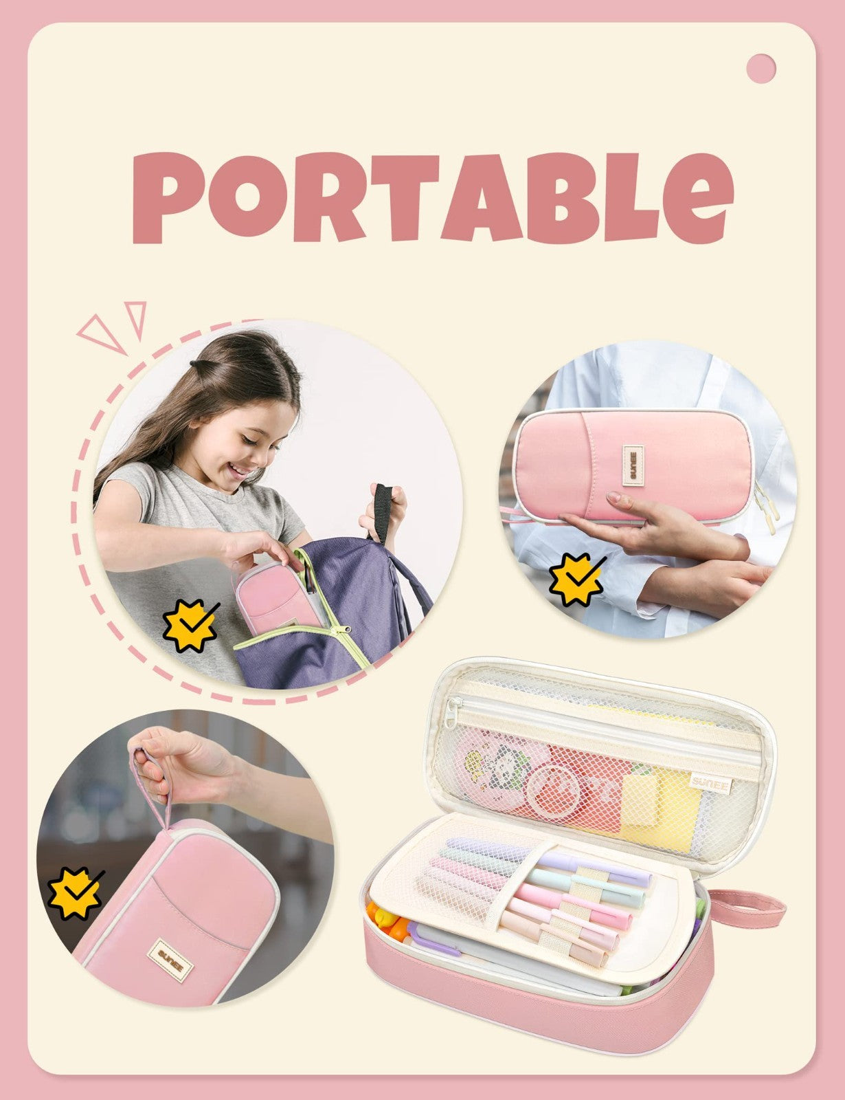 Cute Aesthetic Pencil Case   Large Zippered Pen Pouch, Kawaii Stationery Organiz6