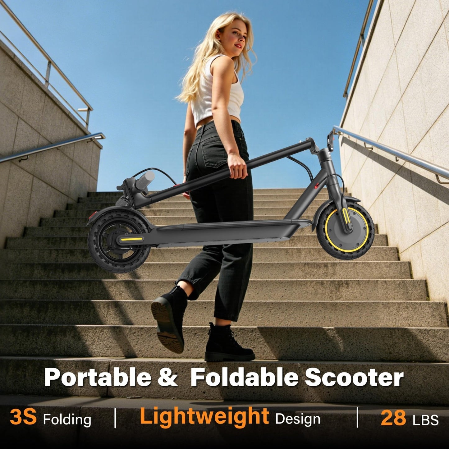 Electric Scooter 8.5''/10'' - 19/20MPH, 700/1000W Motor, 15/22 Mile Range, Porta3