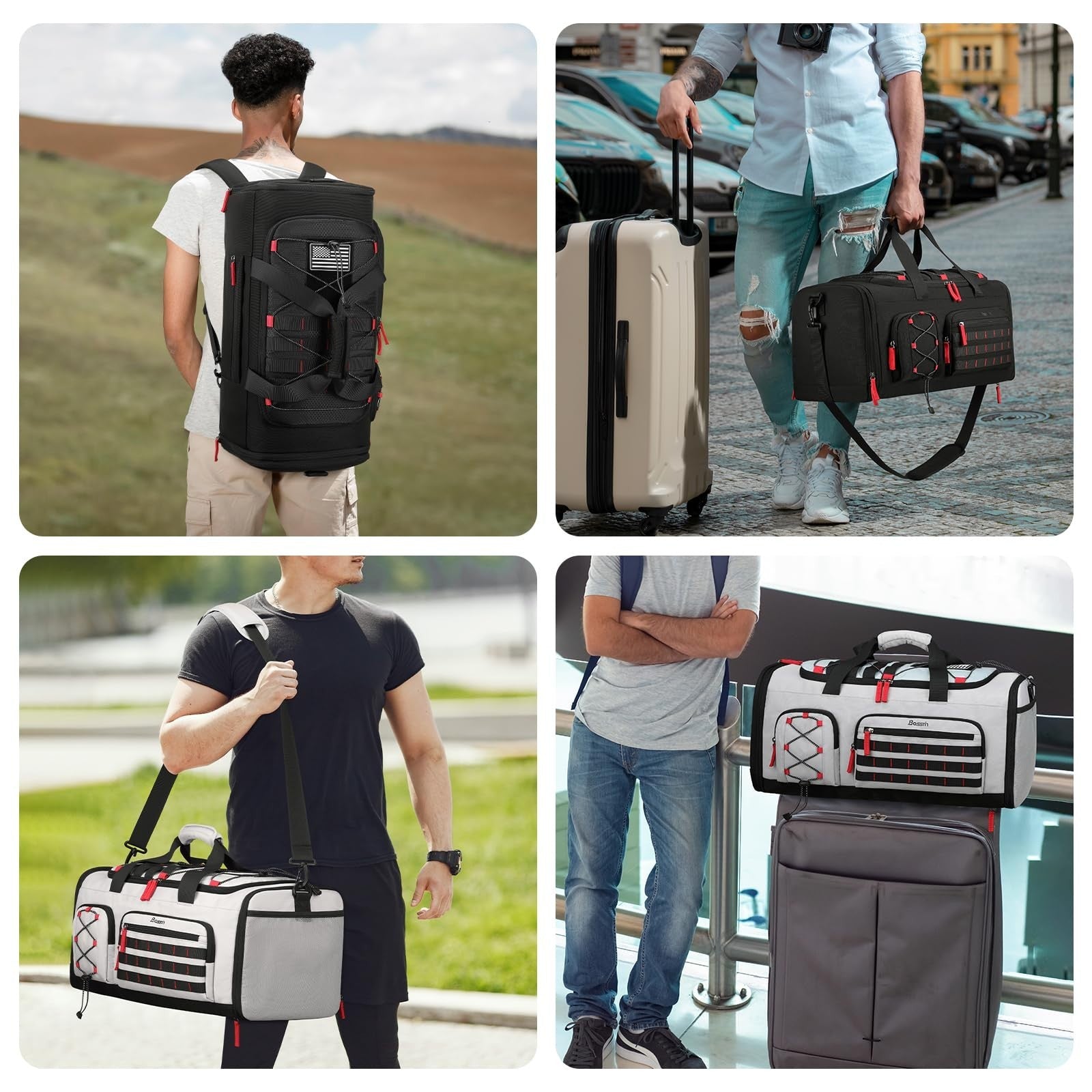 Expandable 45L 50L Gym Bag for Men & Women, Sports Duffle, Travel Tote, Workout5