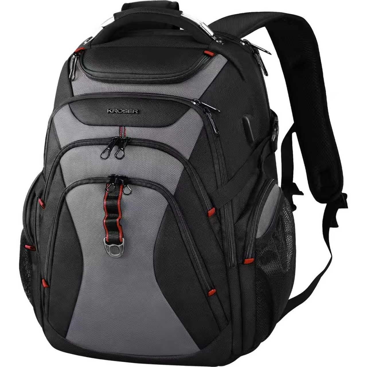 17.3 Inch Laptop Backpack, XL Computer Bag for Men, Stylish Black Grey Design1
