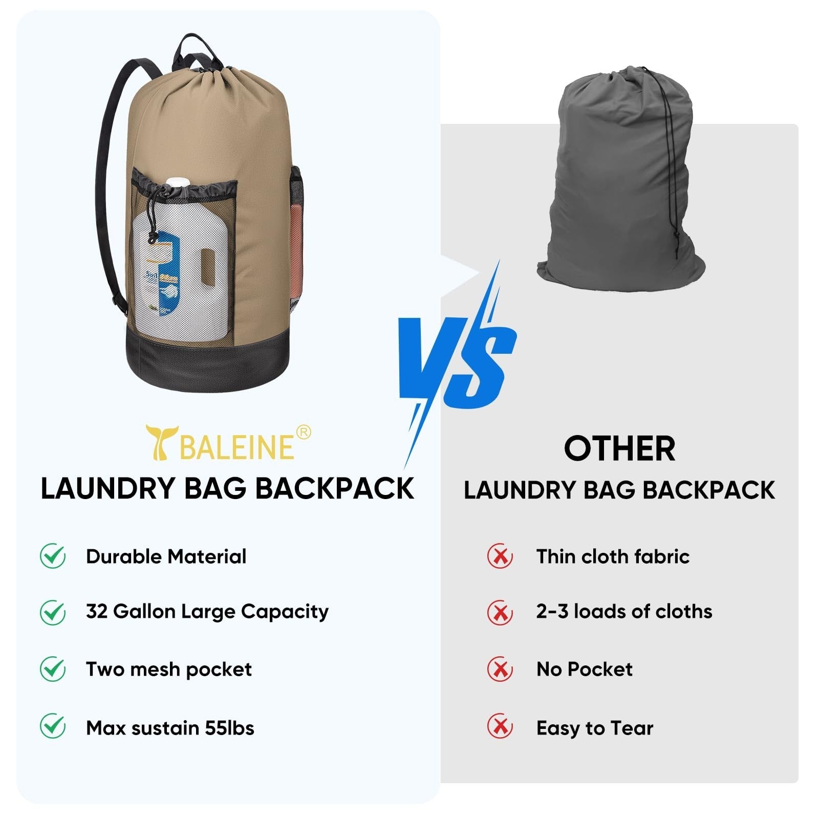 Large 120L Laundry Backpack Bag, Durable 900D Oxford, Mesh Pockets, College Use4