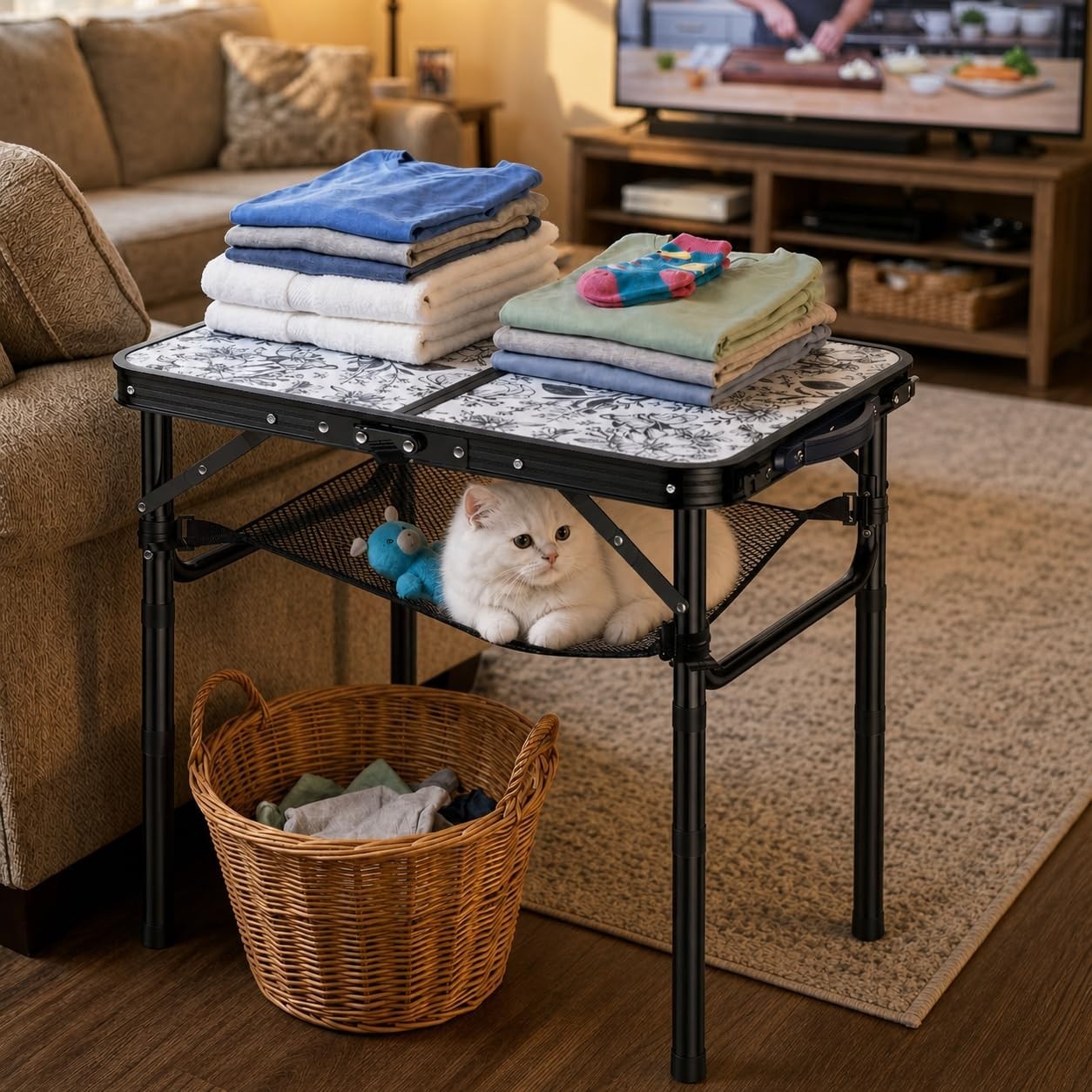 Portable Adjustable Height Outdoor Folding Side Table - Aluminum Patio End Table6