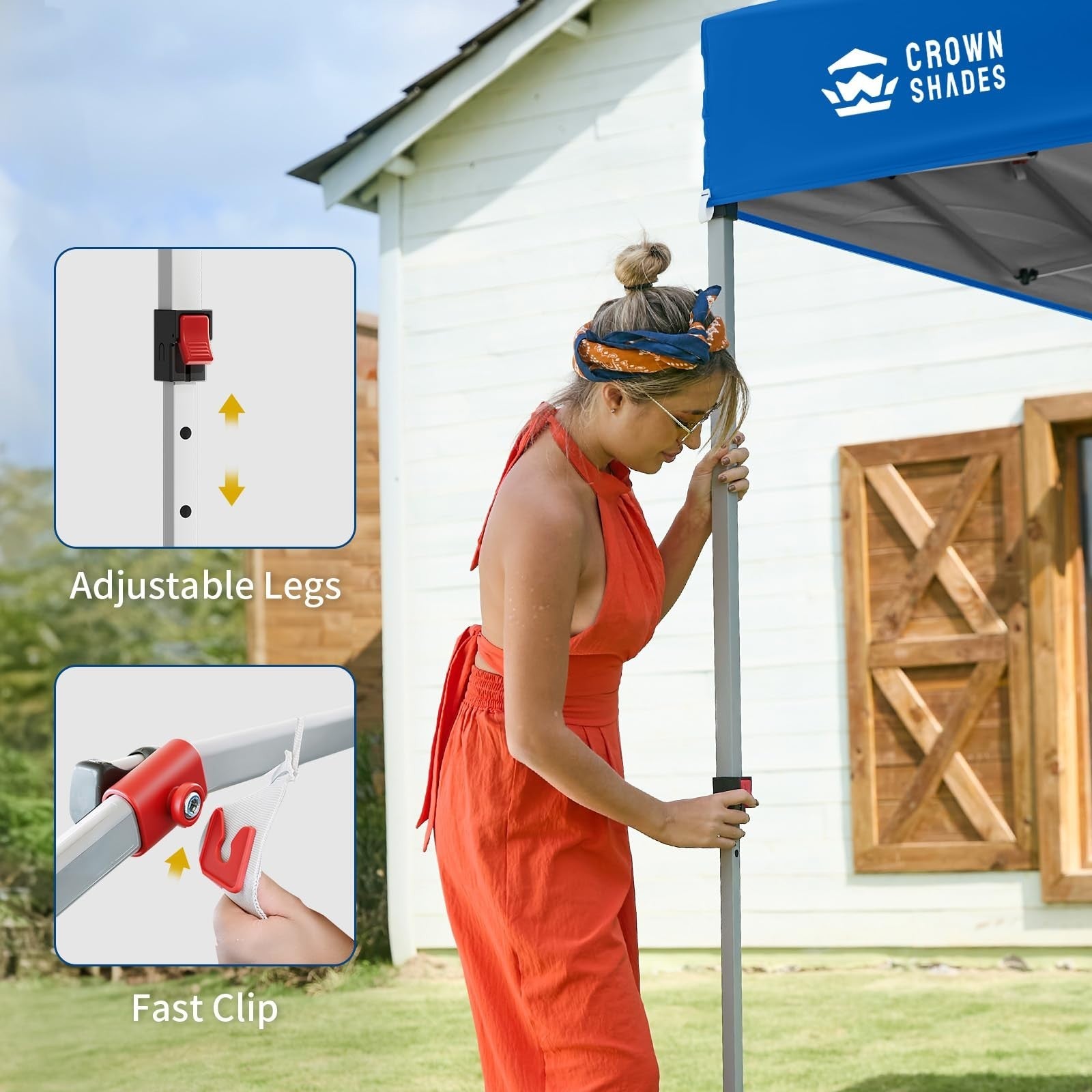 10x10 Pop Up Canopy Tent with Side Wall, Easy Setup Outdoor Shelter, Beach Gazeb4