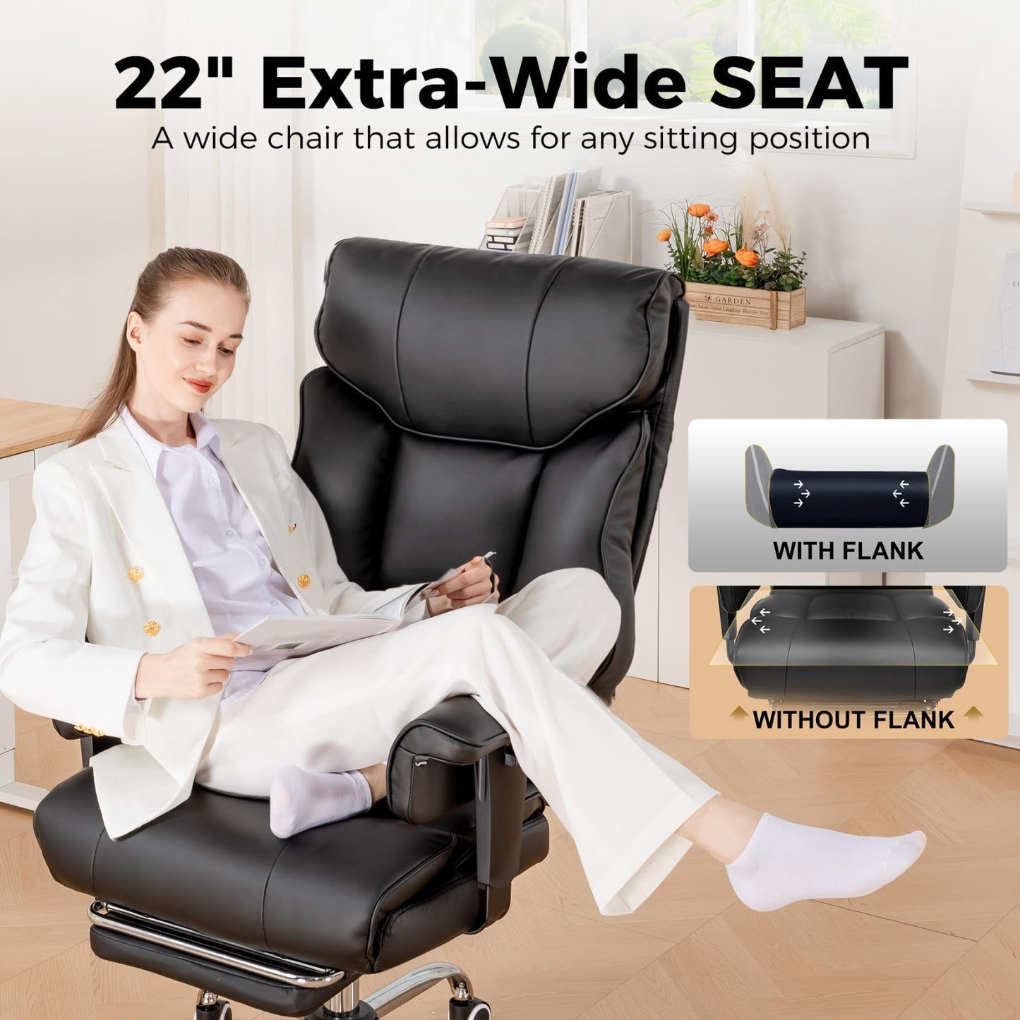 Big & Tall Gaming Chair 400lbs Heavy Duty Office Chair with Footrest, Ergonomic8