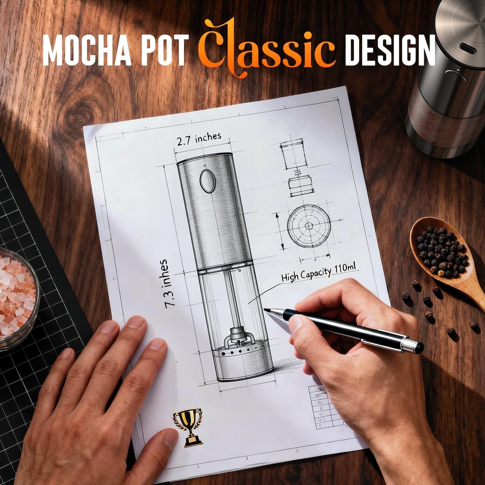 Rechargeable Electric Salt & Pepper Grinder Set   Automatic Adjustable Coarsenes4