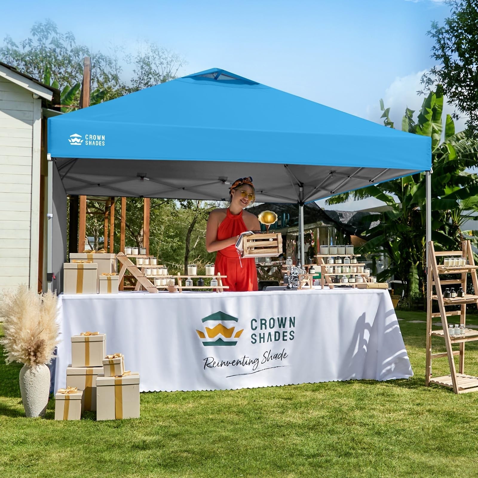 10x10 Pop Up Canopy Tent with Side Wall, Easy Setup Outdoor Gazebo, Sun Shade fo2