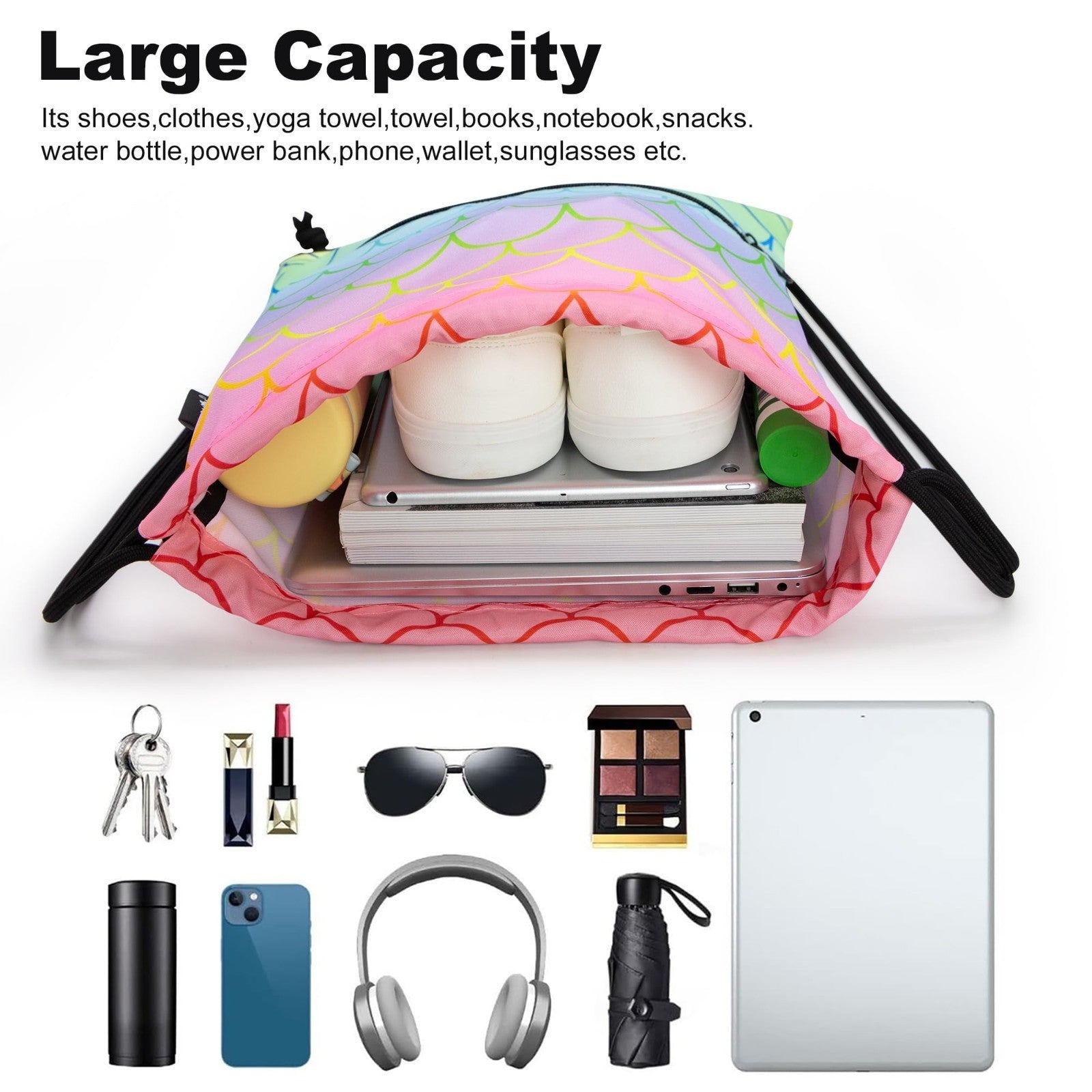 Drawstring Backpack Gym Bag, Lightweight Sport Sackpack for Travel & School4