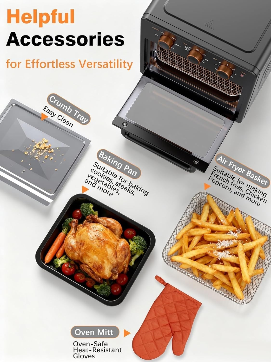 Compact 12QT Air Fryer Toaster Oven - 6-in-1 Multi-Cooker, Stainless Steel, Fast6