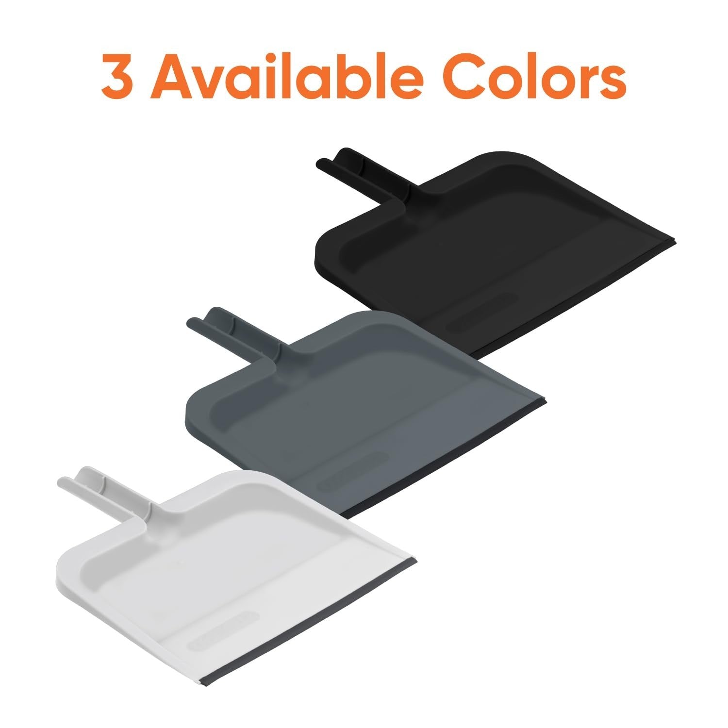 Durable Clip-On Dustpan with Rubber Lip - 10" Wide Plastic, Comfort Grip Handle,8