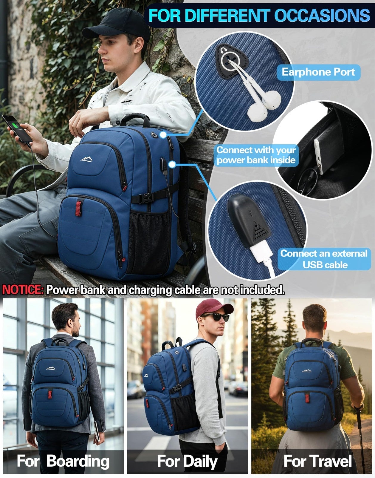 Extra Large Travel Laptop Backpack, Anti Theft TSA Approved, Fits 18.4" Laptop,5