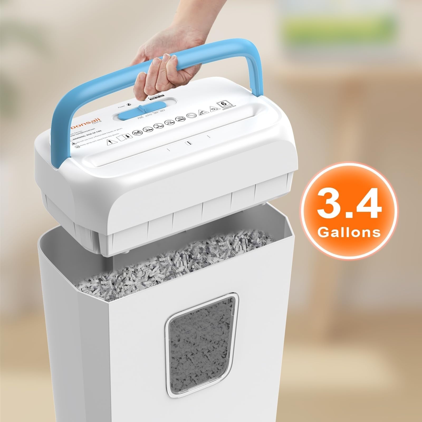 6 Sheet Cross Cut Paper Shredder for Home Office, P 4 Security, Shreds Credit Ca4