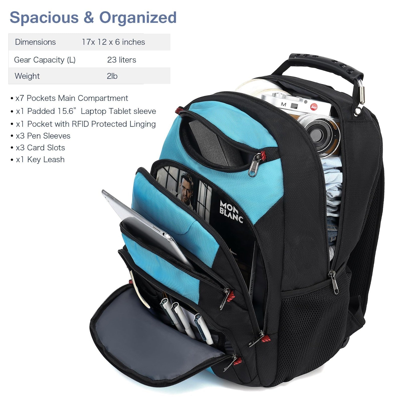 15.6" Waterproof Laptop Backpack with USB Port, Anti Theft Travel Bag, Casual Of2