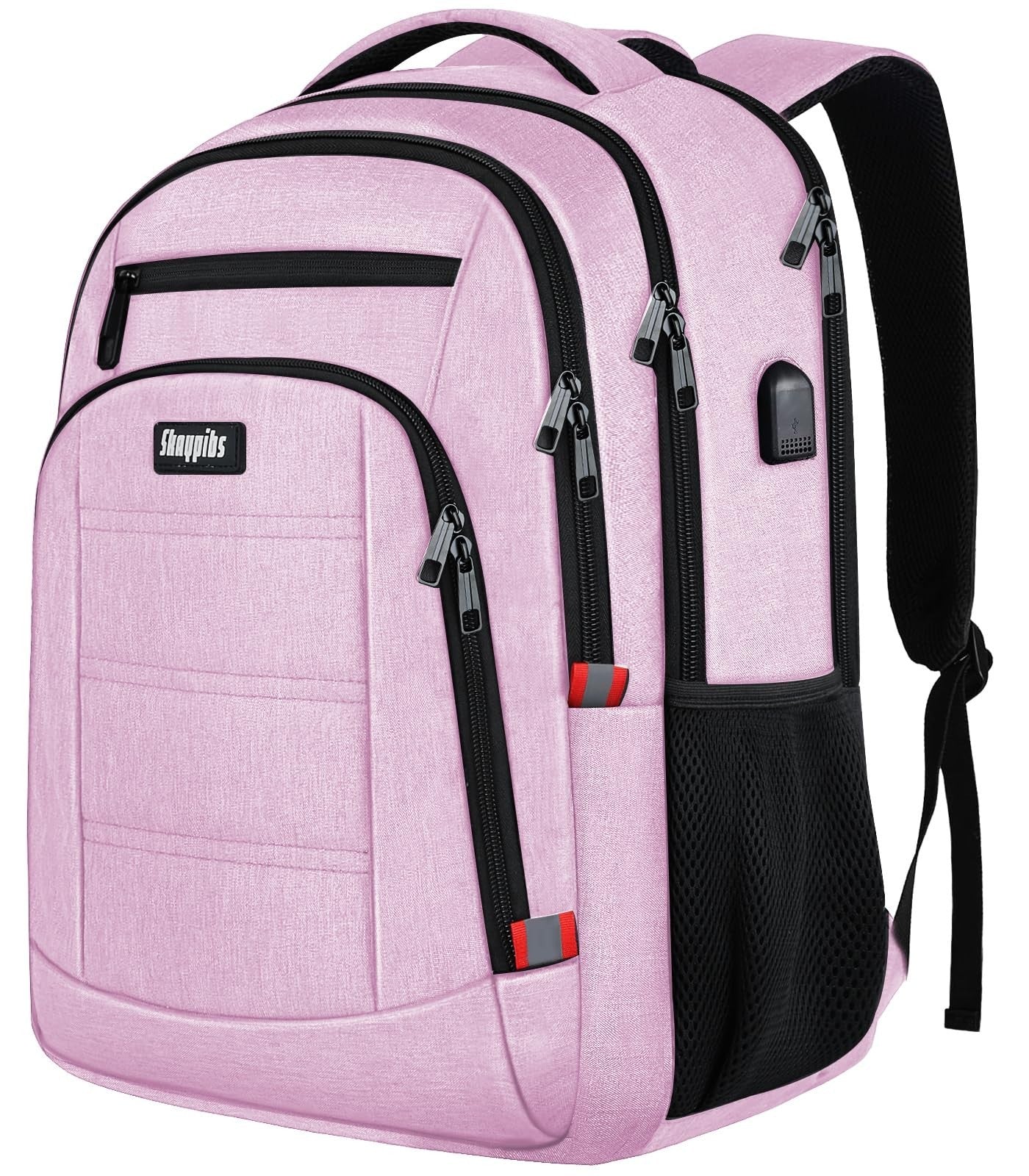 Pink Backpack for Women, USB Charging School Bag for Girls, Fits 15.6" Laptop1