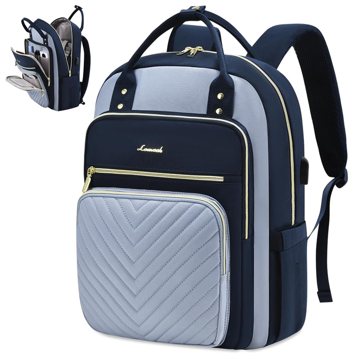 Stylish Waterproof Laptop Backpack for Women, 15.6" Travel Computer Bag, Work Pu1