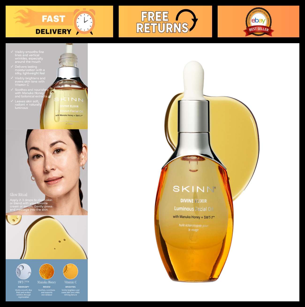 Luminous Anti Aging Face Oil with Vitamin C & Manuka Honey   Hydrating Serum0