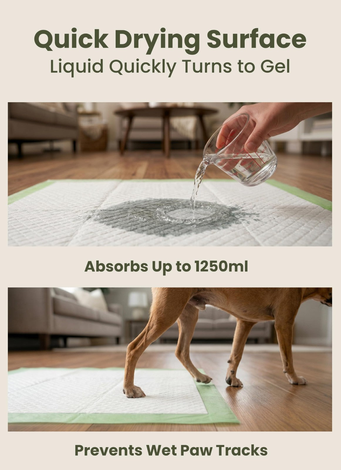 Large Dog Pads with Sticky Tabs - Super Absorbent, Odor Blocking, 40-Count (24x25