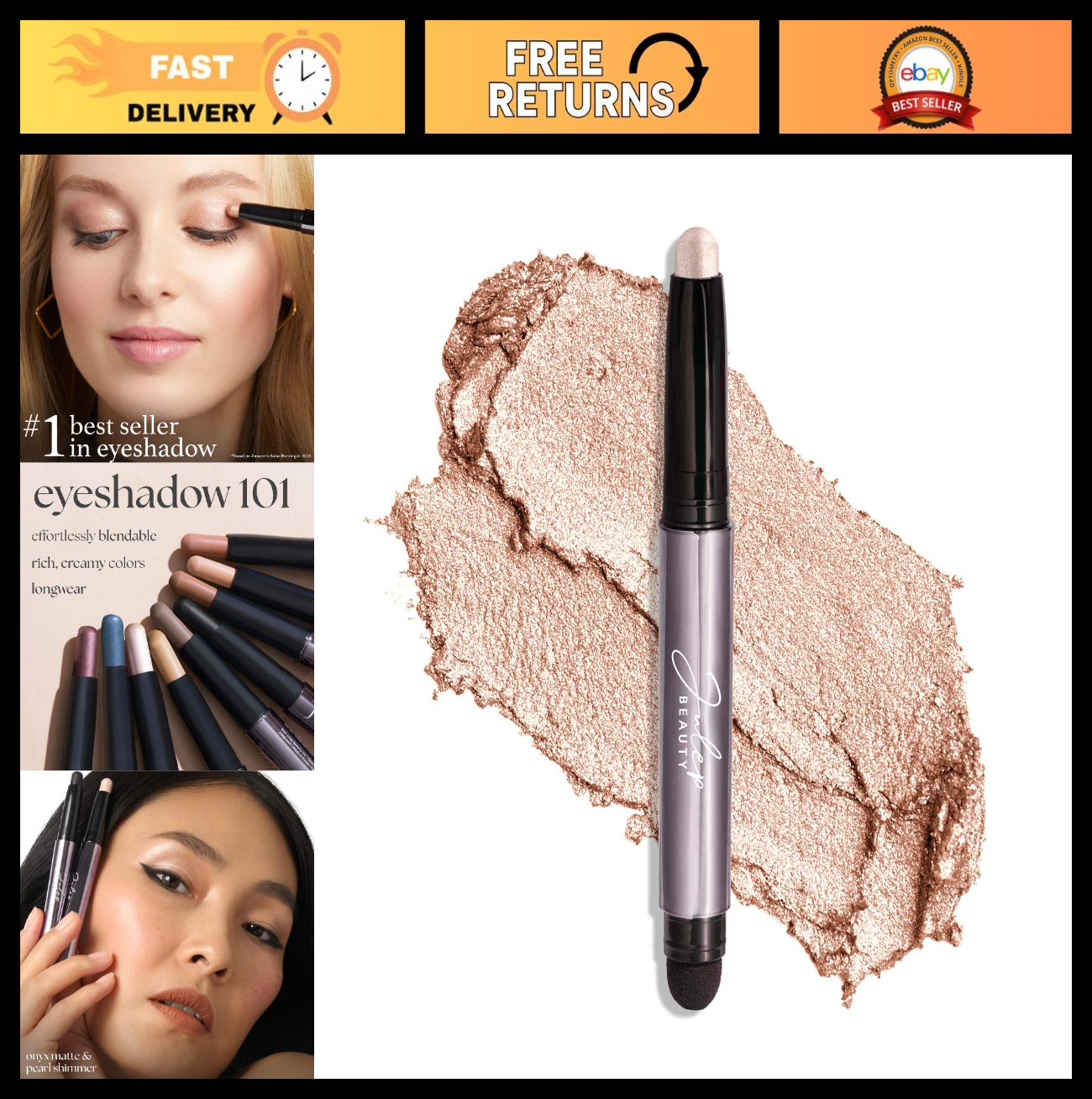 Crème-to-Powder Eyeshadow Stick - Pearl Shimmer, Long-Lasting, Easy Application0