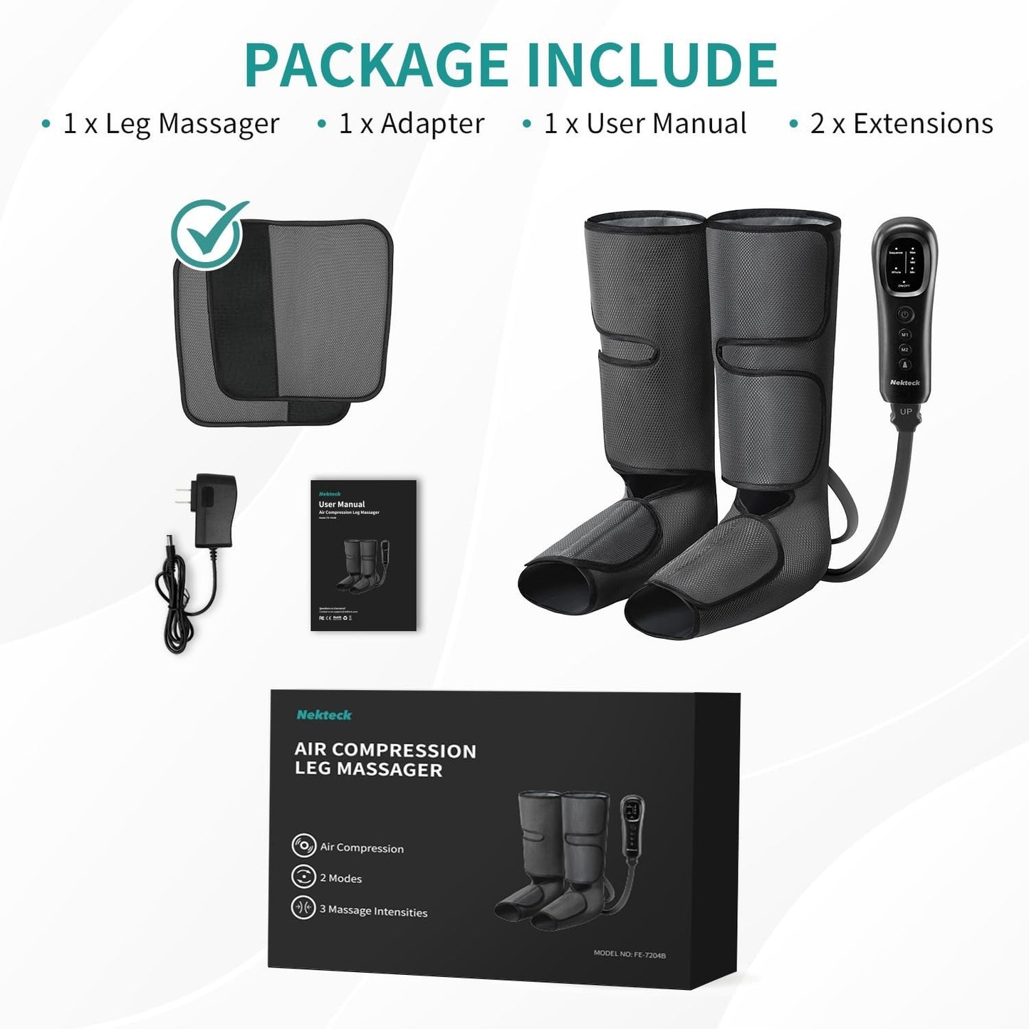 Air Compression Leg Massager for Circulation & Relaxation - Foot & Calf Pain Rel8