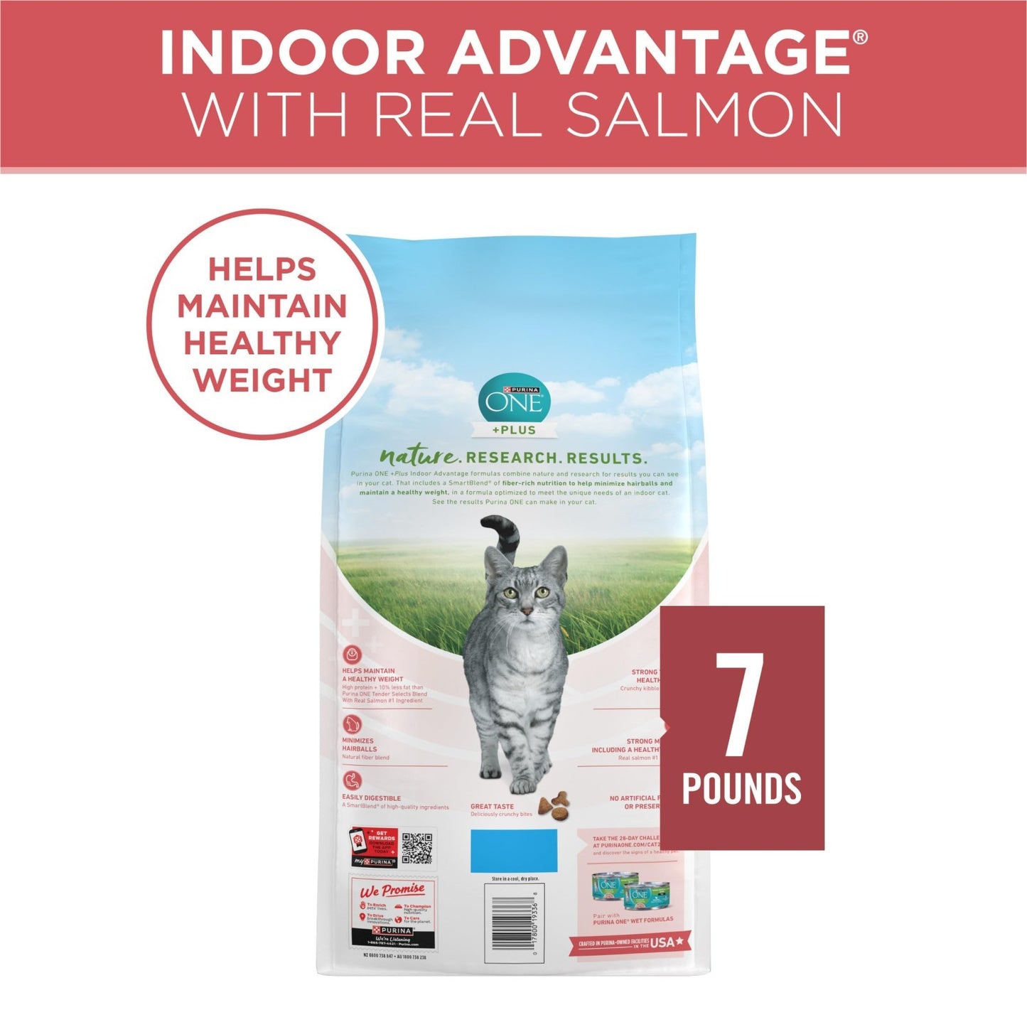 Natural Low Fat Indoor Cat Food, High Protein Weight Control with Real Salmon  6