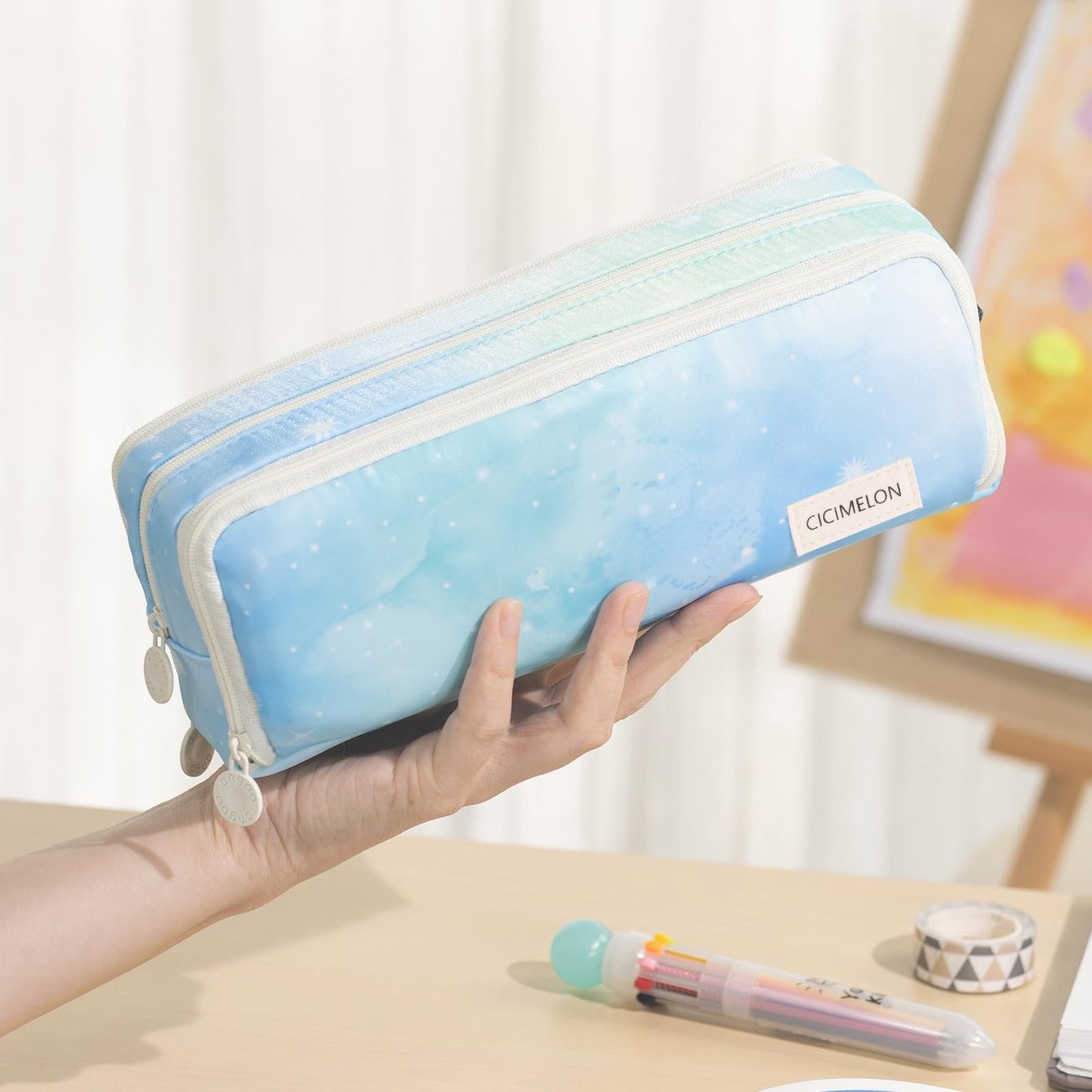 Large Capacity 3 Compartment Pencil Case Pouch Bag for School, Teens & Adults2