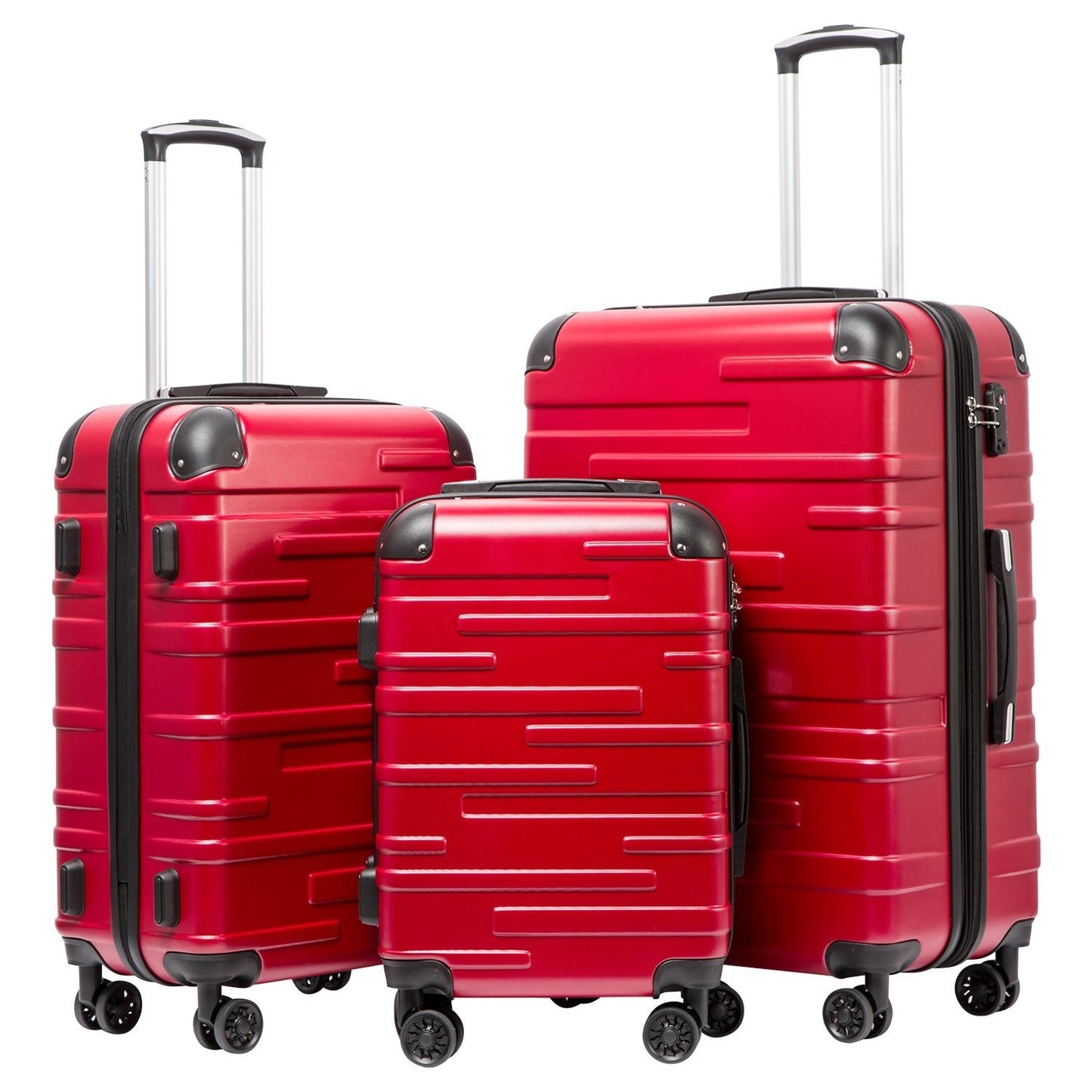 3-Piece Hardside Luggage Set - ABS, Scratch-Resistant, TSA Lock, 360° Spinner Wh1