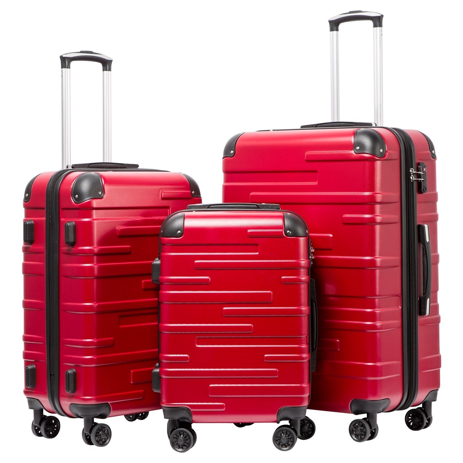 3-Piece Hardside Luggage Set - ABS, Scratch-Resistant, TSA Lock, 360° Spinner Wh1