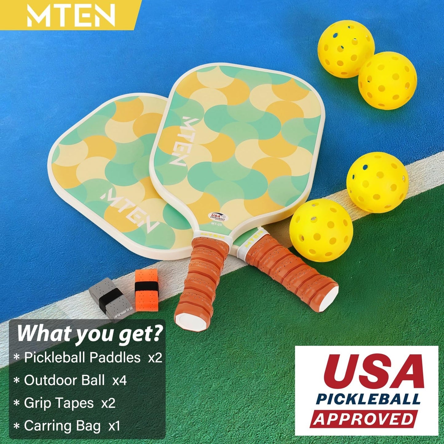 Pickleball Paddle Set of 2/4/1 - USAPA Approved Fiberglass Rackets, Lightweight5