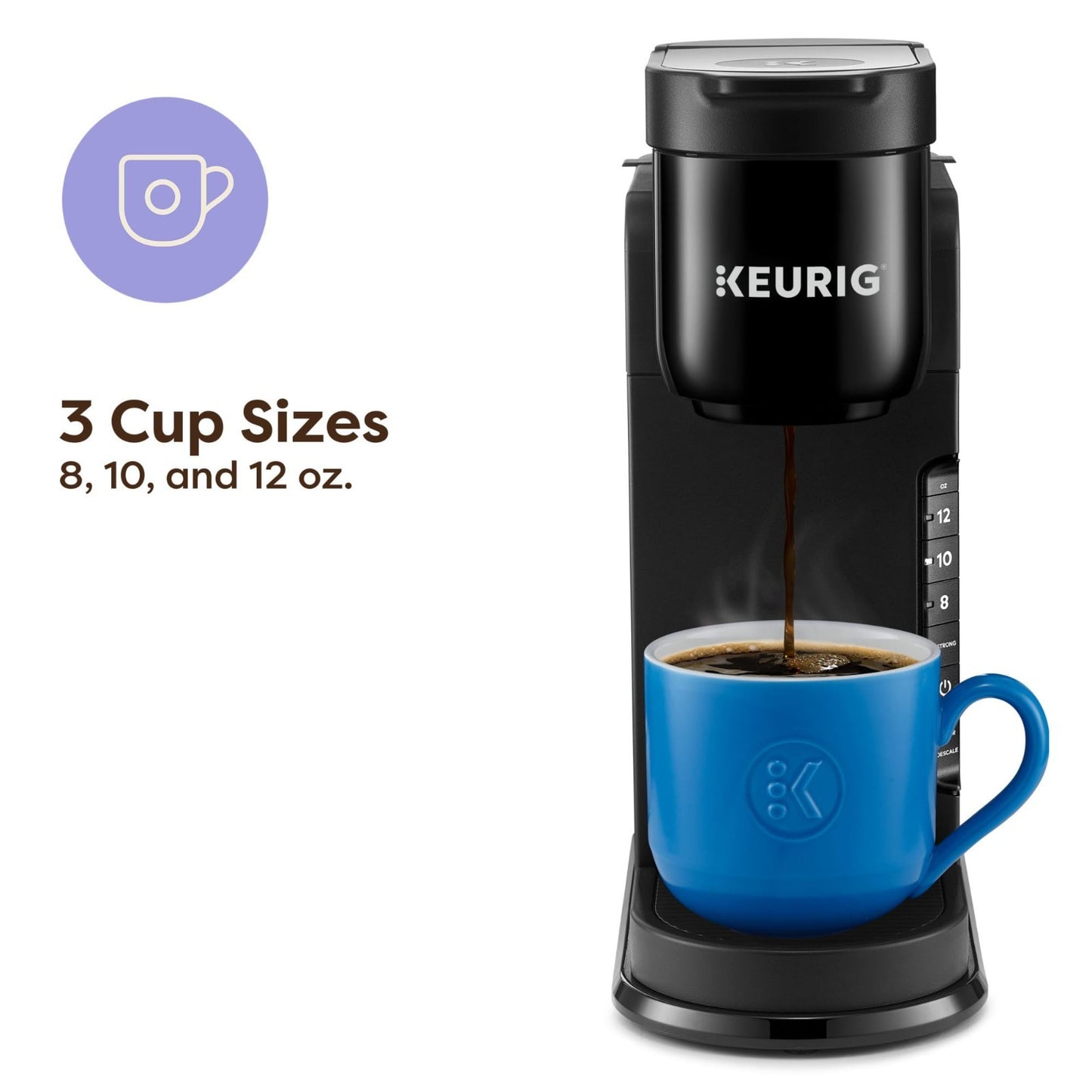 Single Serve Coffee Maker, 3 Brew Sizes, Strong Brew Button, 42oz Reservoir, Bla2