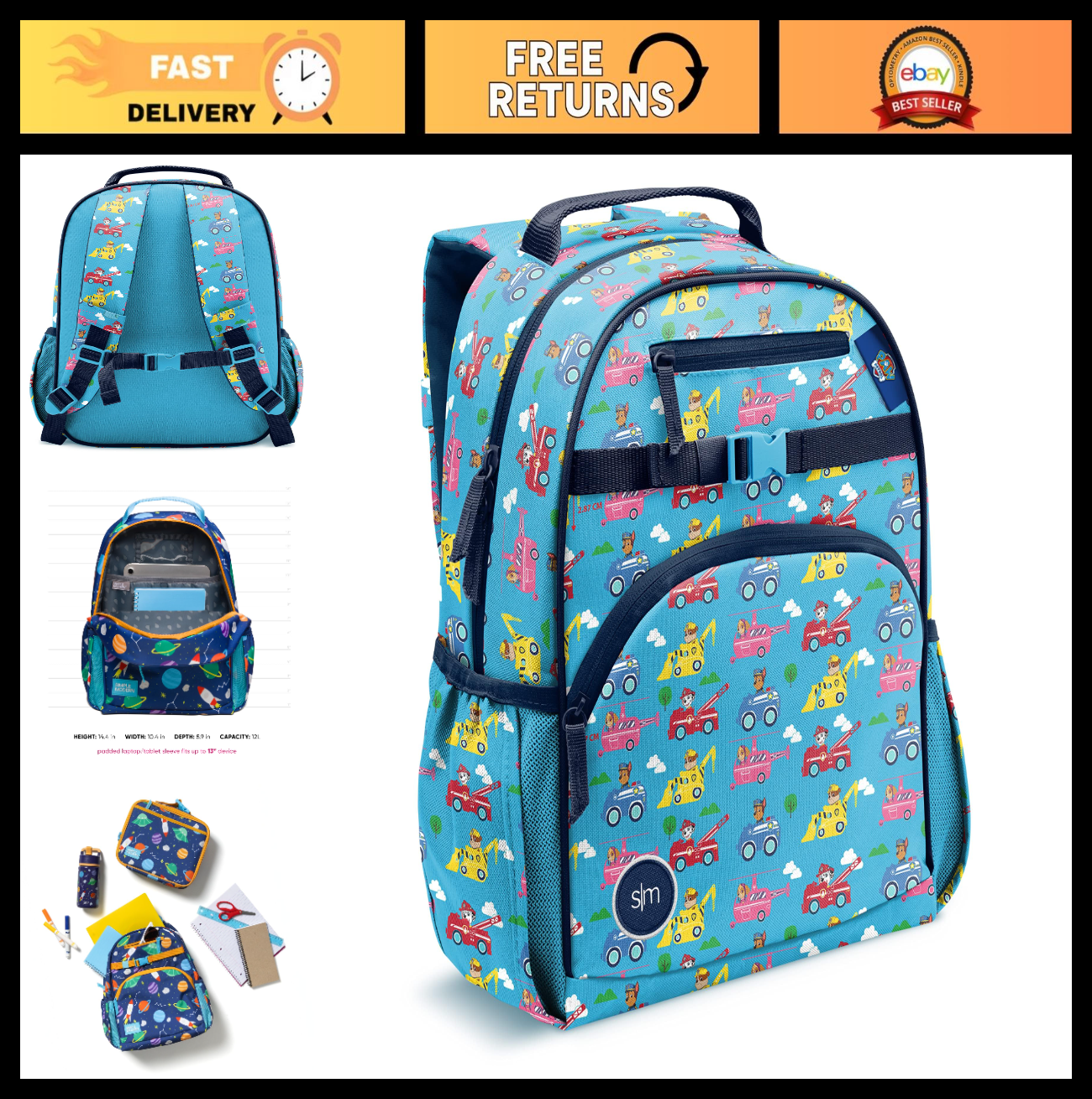 Cute Kids Backpack for School, 12L Paw Patrol Bookbag for Toddlers & Preschooler0