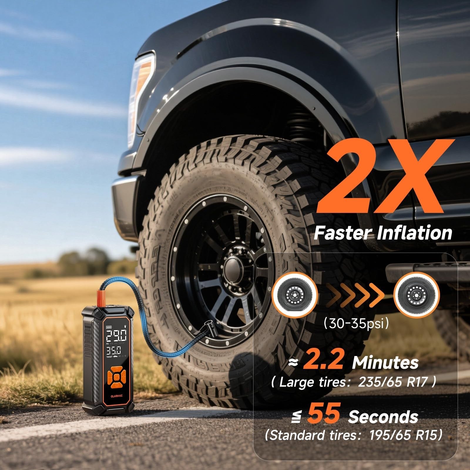 Portable Tire Inflator Air Compressor   6000mAh & 12V DC, Cordless Pump for Cars2