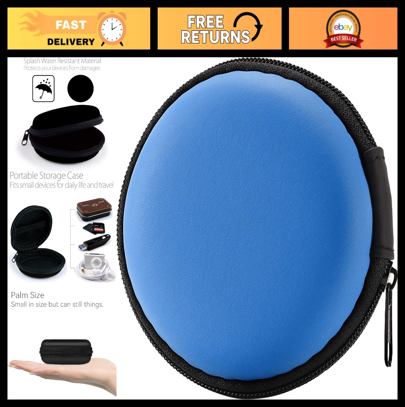 Hard Protective Earphone Case for Headphones & Earbuds   Carrying Bag Accessory0