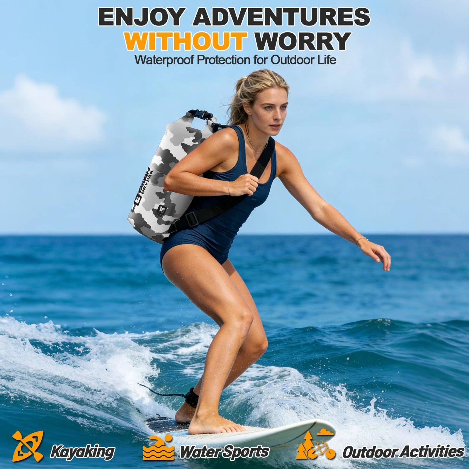 Waterproof Dry Bag - 5L/10L/20L/30L/40L Roll Top Backpack with Phone Case for Tr6