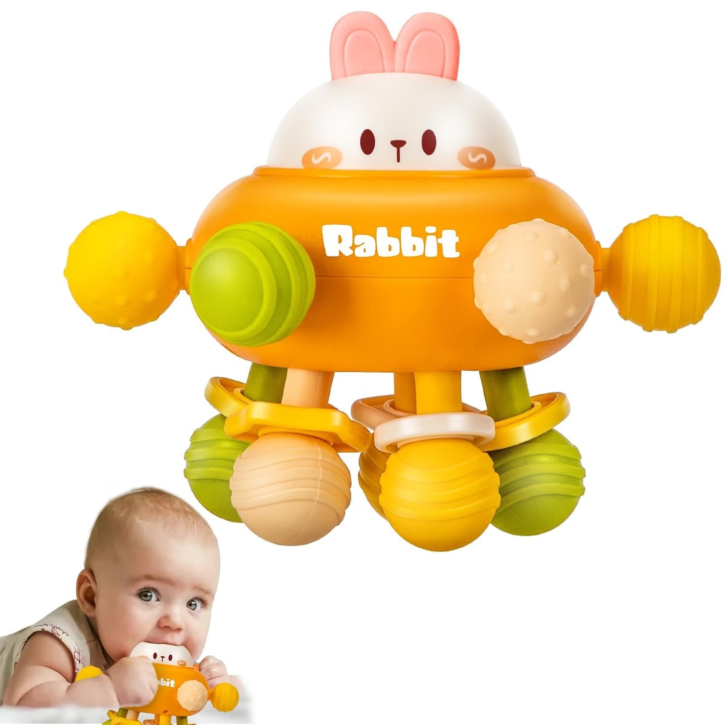 Montessori Baby Teething Toy   Textured Silicone Rattle Ball, BPA Free, 0 12 Mon1