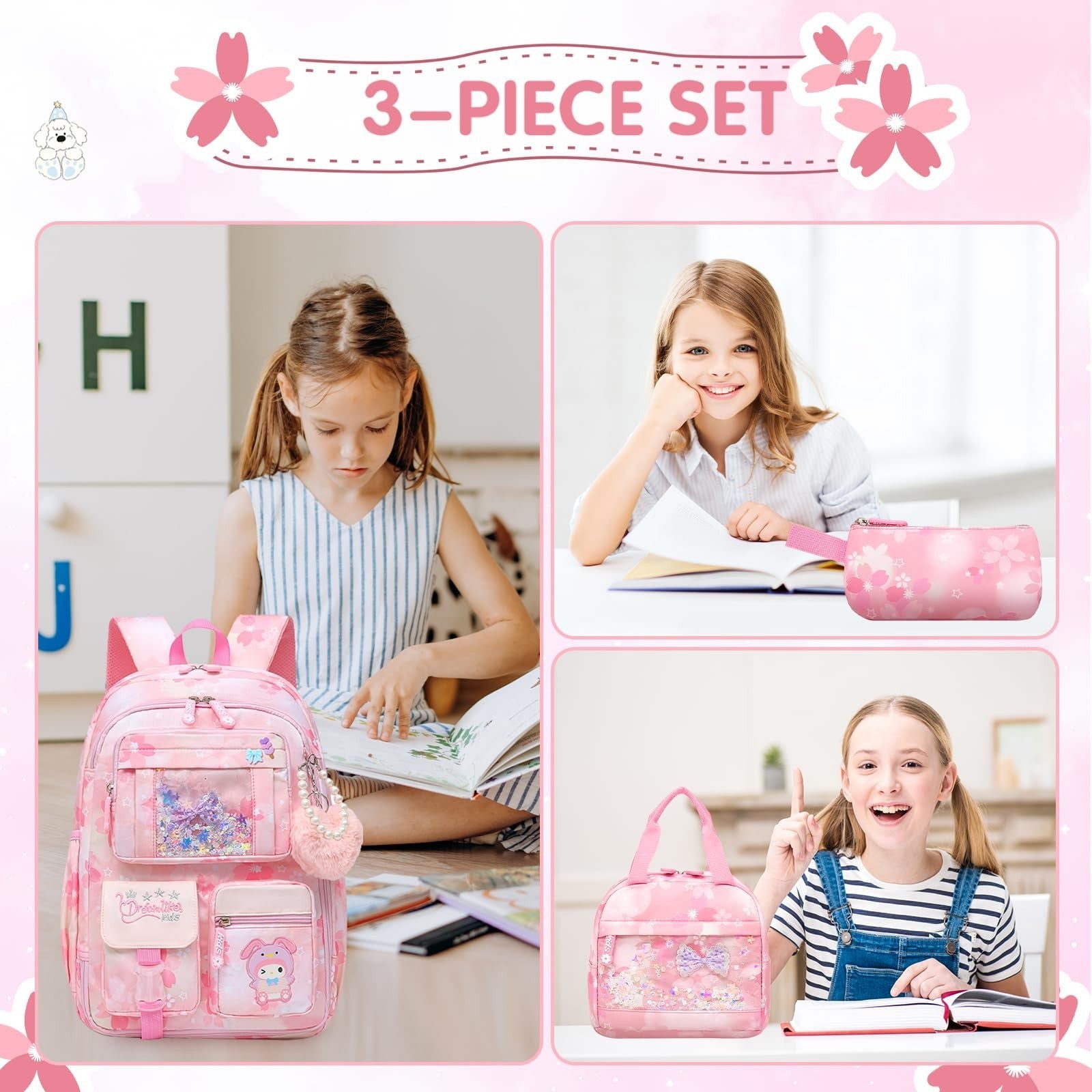 Stylish Girls School Backpack for Kids   17" Book Bag with Multiple Pockets, Spl5