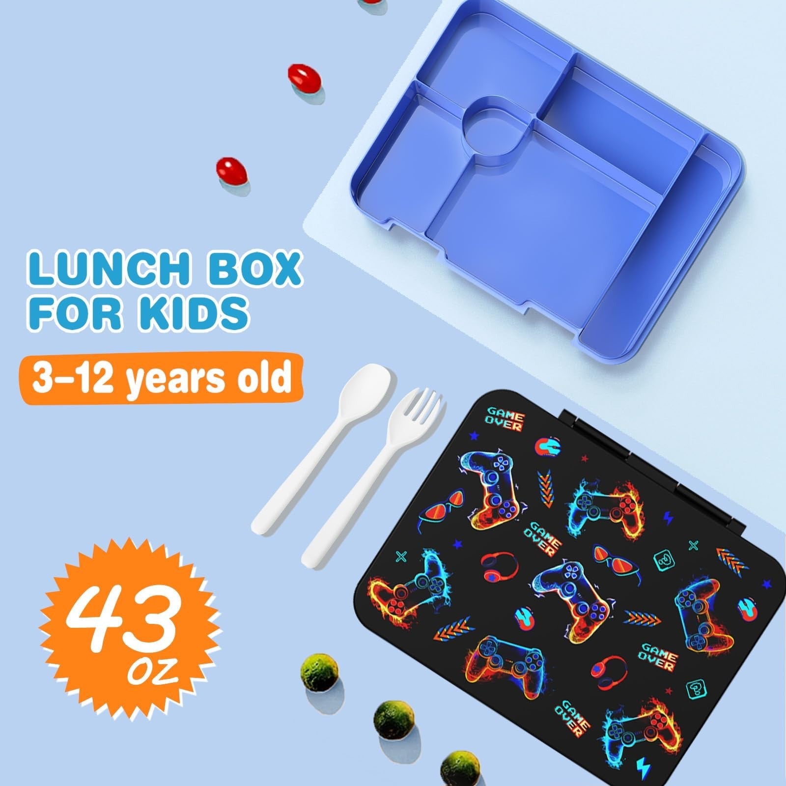 Cool Luminous Gamer Boys Backpack Set   6PCS with Lunch Bag & Pencil Case, Schoo4