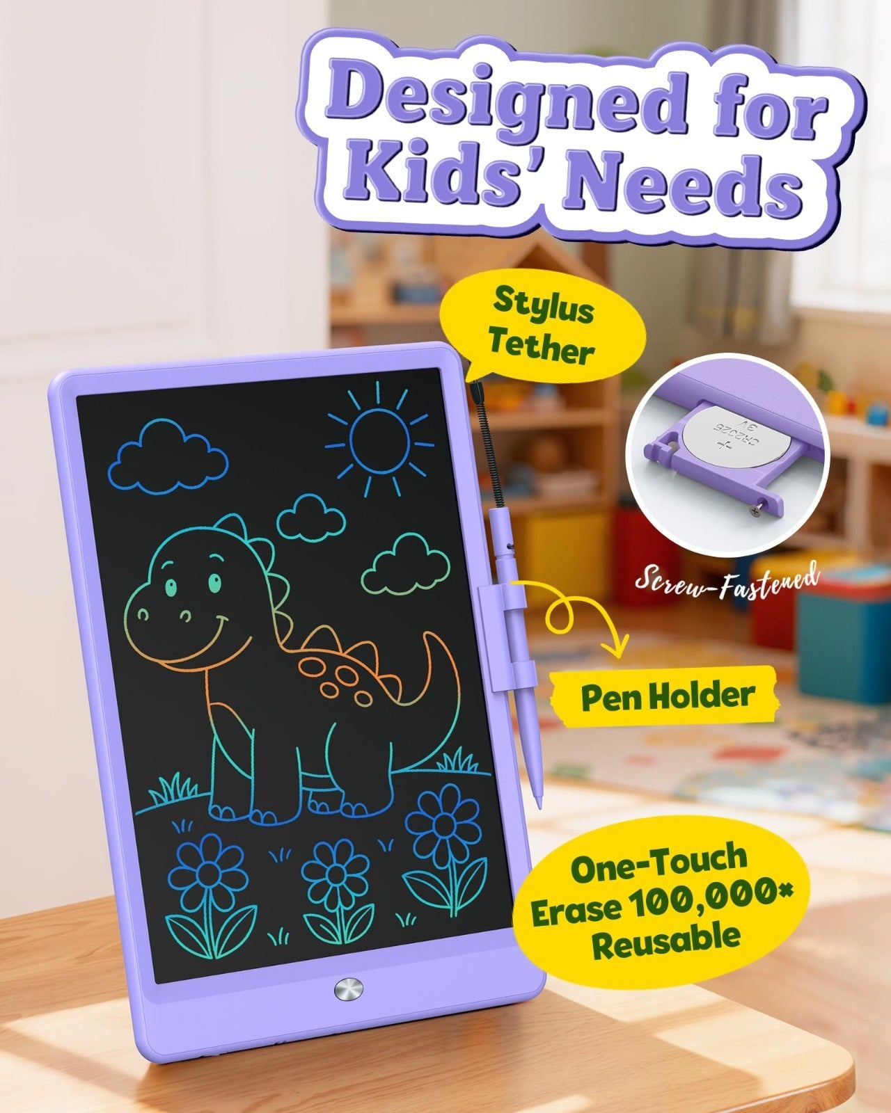 10" LCD Writing Tablet for Kids   Electronic Drawing Pad, Doodle Board, Gift for4
