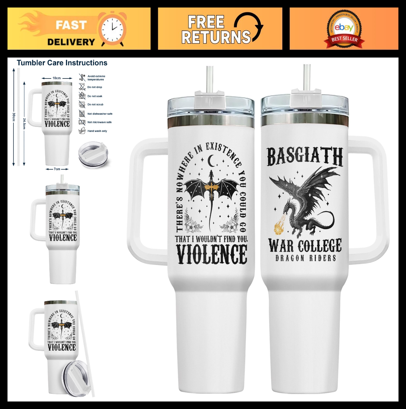 Insulated 40oz Travel Mug with Handle & Straw   Perfect Gift for Book Lovers0