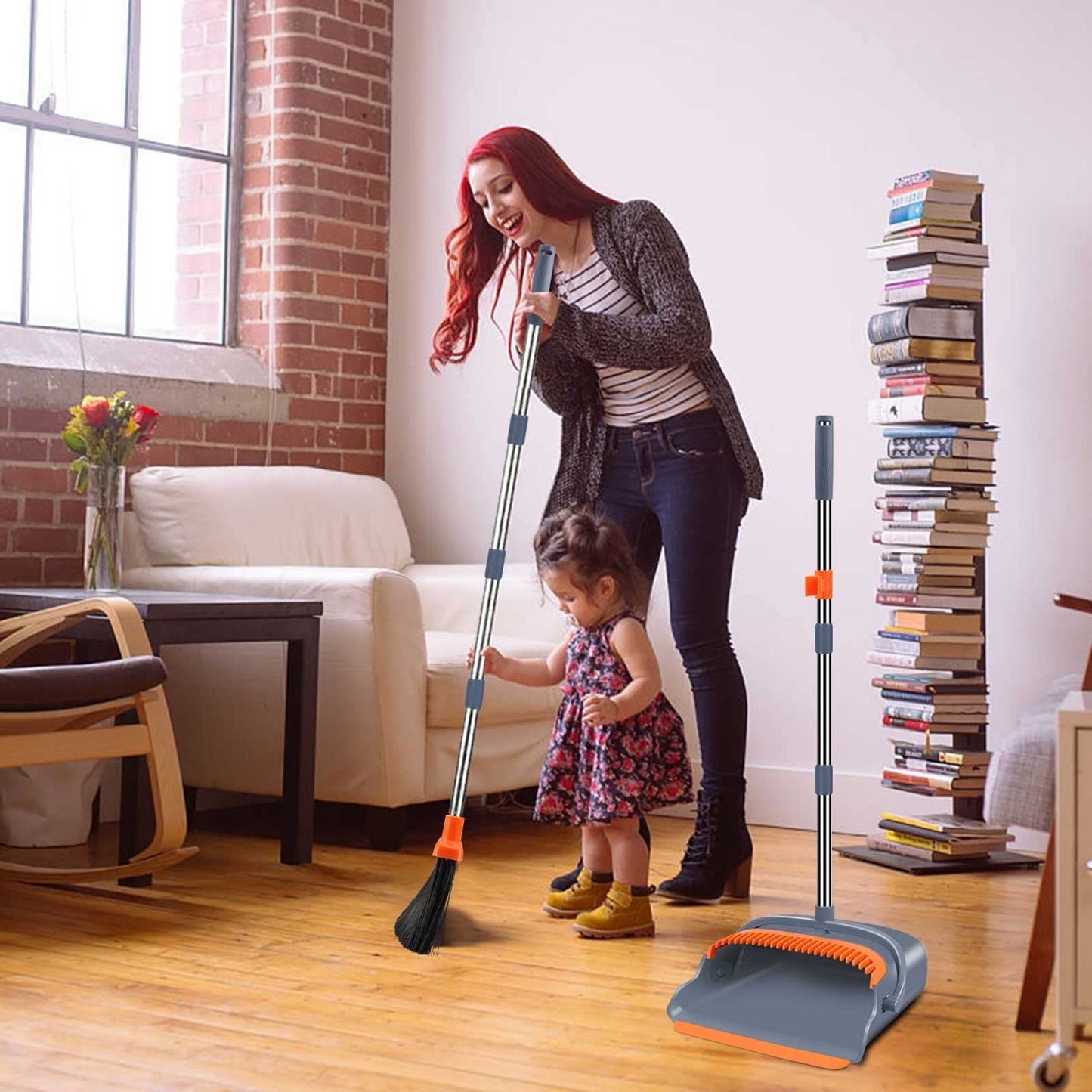 Self-Cleaning Broom & Dustpan Set with Teeth, Indoor/Outdoor Pet Hair Sweeper6