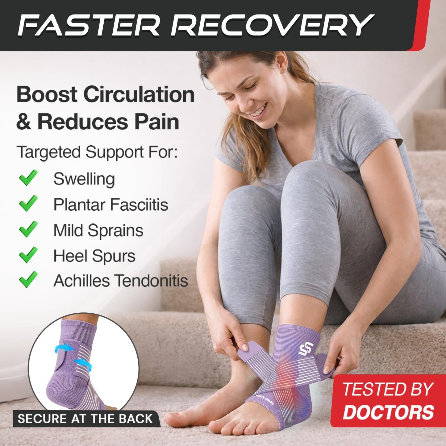 Adjustable Ankle Brace for Sprains & Plantar Fasciitis Relief, Compression Sleev2