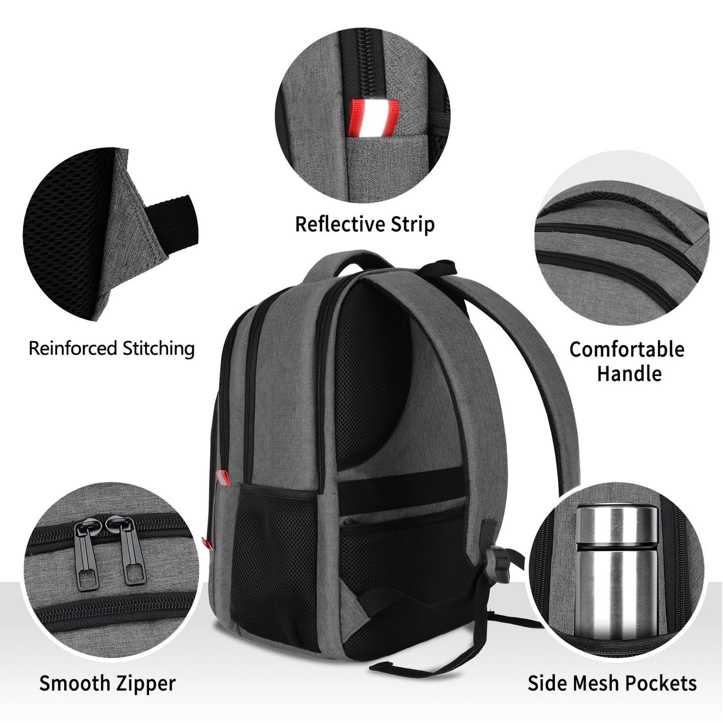 Water Resistant Laptop Backpack for Men & Women, 17.3" College Bookbag, Sturdy T6