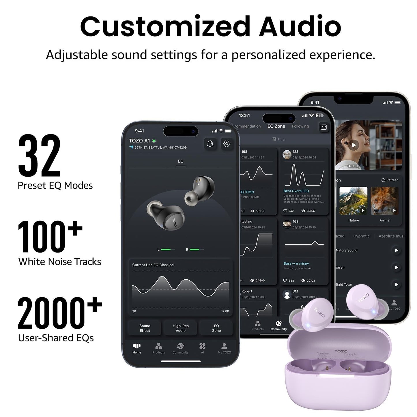 Wireless Earbuds Bluetooth 5.3, Lightweight IPX5 Waterproof Headphones, 2 Mics f6