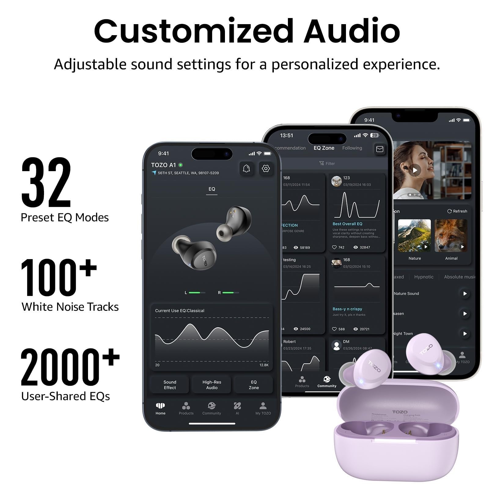 Wireless Earbuds Bluetooth 5.3, Lightweight IPX5 Waterproof Headphones, 2 Mics f6